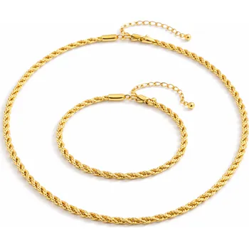 Souprava šperků Souprava náhrdelníku a náramku – zlacená chirurgická ocel, točený řetízek