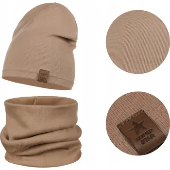 Čepice ČEPICE NÁKRČNÍK ČEPICE, DVOUVRSTVÁ BAVLNA SADA, BAVLNĚNÝ PÁSEK, HNĚDÁ 54-58