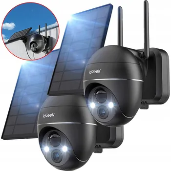 Bezpečnostní kamera SOLÁRNÍ WIFI IP KAMERA VENKOVNÍ OTOČNÁ 2K 3MPX 9000MAH 4X ZOOM ČERNÁ x2