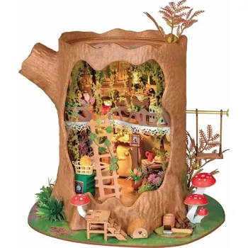 ostatní stavebnice RoboTime 3D dřevěná skládačka Miniatura domečku Lesní chaloupka z pařezu