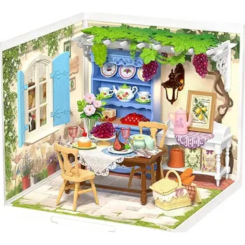 Stavebnice RoboTime 3D dřevěná skládačka Miniatura domečku Letní veranda