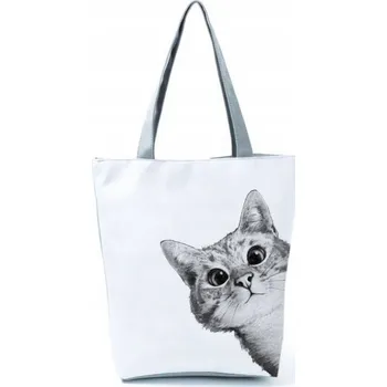 Kabelka DÁMSKÁ TAŠKA PŘES RAMENO VELKÁ NA ZIP S KOČKOU