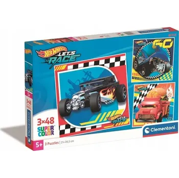 Puzzle Puzzle 3 x 48 Super Color Hot Wheels 25313 Clementoni