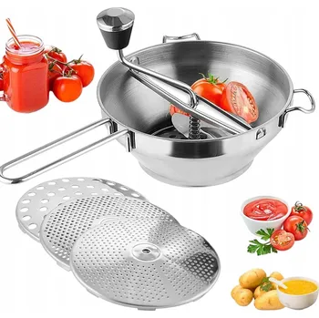 Kuchyňský mlýnek RUČNÍ MLÝNEK NA POTRAVINY Z OCELI SE TŘEMI SÍTY PRO HLADKÉ PYRÉ