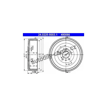 Brzdový buben Brzdový buben ATE 24.0225-5003 (AT 480066) - CITROËN, FIAT, PEUGEOT