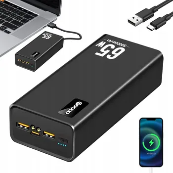 Powerbanka Powerbanka 50000mAh 65W Rychlé Nabíjení Notebook Kancelář Kempování