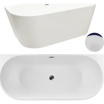 Volně stojící akrylátová vana AquaUno Basic, odtok uprostřed, 160 x 75 cm