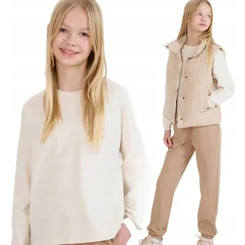 Dívčí oblečení 4F dětské tričko s dlouhým rukávem bavlna béžové velikost 134