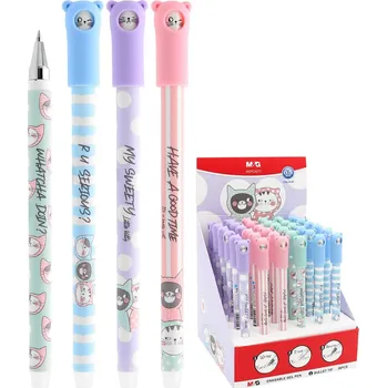 Pero gelové /gumovací M&G iErase So Many Cats Pastel (4 designy) - modrá náplň