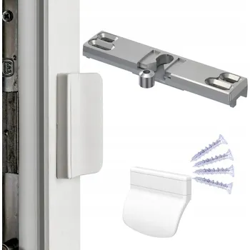 Balkónový zavírač s madlem, úchytka pro balkónové dveře, zámek pro kuřáky, BÍLÝ