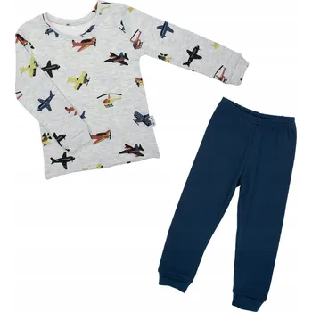 Chlapecké pyžamo Chlapecké pyžamo s dlouhým rukávem, motiv letadla, šedé, Nicol, vel. 122
