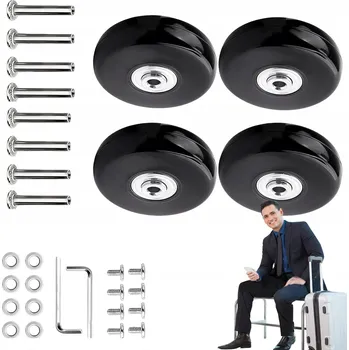 SADA KOLEČEK PRO KUFR, NÁHRADNÍ DÍLY PRO OPRAVU ZAVAZADEL, KUFRŮ A TAŠEK, 4 KS, 50 mm