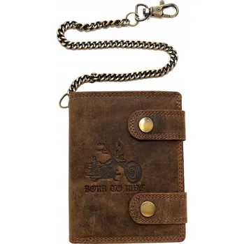 Peněženka Pánská kožená peněženka s RFID - Hnědá, Born to ride