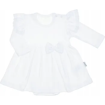 Dívčí oblečení Dívčí body s šaty s dlouhým rukávem bílé Nicol, vel. 62