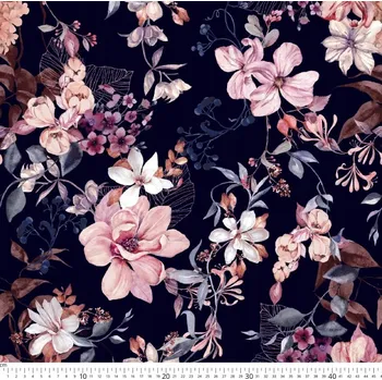 Šifonová látka jako hedvábná mlha KVĚTY GRANÁT