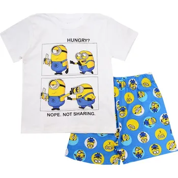 Dívčí pyžamo Mimoni PYŽAMO KRÁTKÝ RUKÁV šortky BÍLÁ/MODRÁ vel. 110 D012J