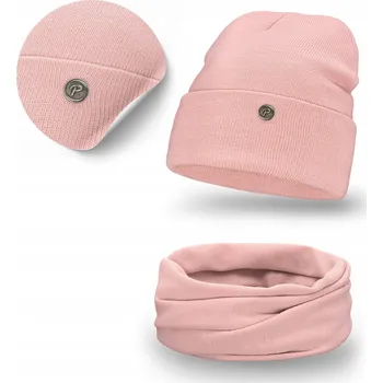Čepice PaMaMi sada: čepice a nákrčník (rolák) univerzální velikost, růžová