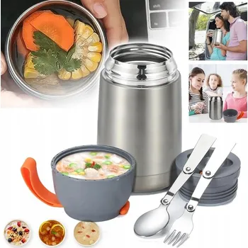 Termoska TERMOSKA OBIADOWY ZE STALI POJEMNIK TERMOBOX NA JÍDLO LED 24H - PREMIUM