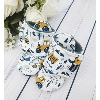 Kojenecké oblečení Kulišárny Capáčky barefoot s microfleece BUILDER Grey VELIKOST: 1 délka stélky: 11cm