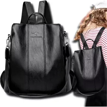 Městský batoh Kožený batoh MAGRA RX10 (Elegantní kožený dámský batoh 30 x 31 x 16 cm, zpevněné dno, stříbrné kování, EKO kůže)