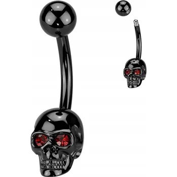 Piercing Piercing do pupíku Lebka s Ocel z chirurgické oceli, černý