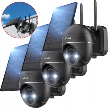 Bezpečnostní kamera SOLÁRNÍ WIFI IP KAMERA VENKOVNÍ OTOČNÁ 2K 3MPX 9000MAH 4X ZOOM ČERNÁ x3