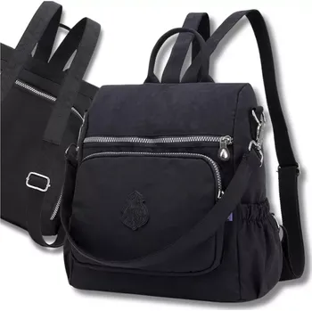 Městský batoh Dámský batoh VENOLA GT18 (Moderní dámský batoh 2v1 v černém provedení 30 x 30 x 12 cm, vyroben z voděodolného materiálu nylonu)