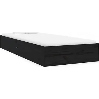 Postel Rám postele, černá, masivní dřevo, 75x190 cm, jednolůžko