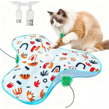 Hračka pro kočku Interaktivní hračka pro kočky s pružinou, potah s květinovým vzorem