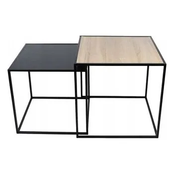 Konferenční stolek Konferenční stolek Smukee čtvercový 50 x 50 x 50 cm černý, odstíny hnědé