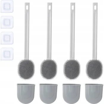 Silikonový WC kartáč plochý nástěnný šedý 4 kusy