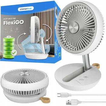 Domácí ventilátor Stolní ventilátor Climative FlexiGo, skládací, kompaktní, malý, bílý