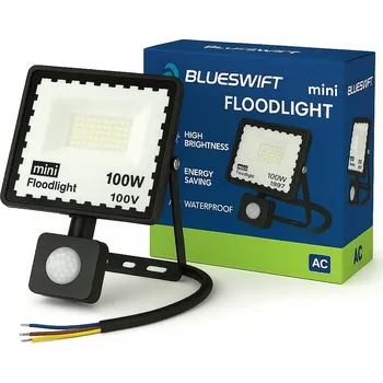 LED reflektor 100 W černý s pohybovým senzorem IP66 studená bílá