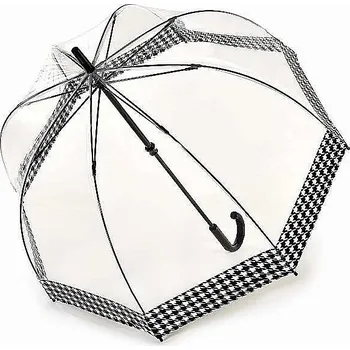 Deštník Fulton dámský průhledný deštník Birdcage 2 HOUNDSTOOTH BORDER L042