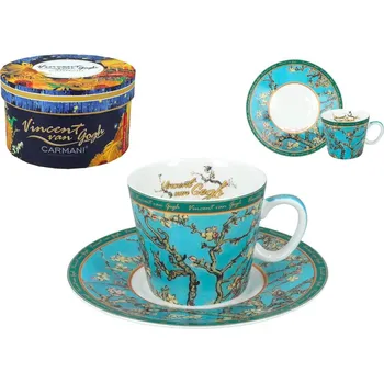 Carmani® Šálek s podšálkem na espresso 100 ml - Vincent van Gogh - Květy mandloně