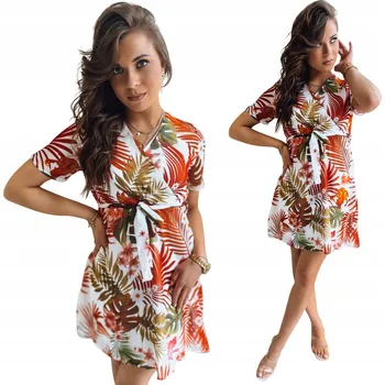 Dámské šaty ŠATY MINI ROZŠÍŘENÉ BOHO PRO KAŽDODENNÍ NOŠENÍ EY2316 - S