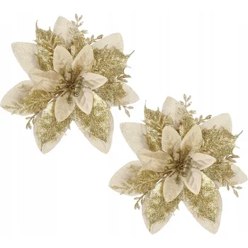 Vánoční dekorace 2xCA0730 SADA 2 VÁNOČNÍCH DEKORACÍ "POINSETTIA" (PRYSKYRNÍK)