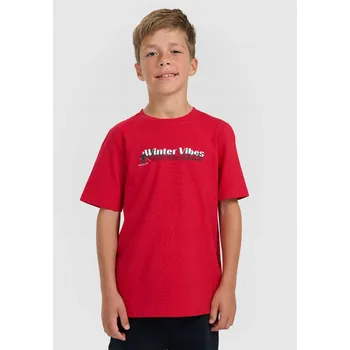 Chlapecké tričko 4F Tričko regular s potiskem chlapecké - červené 146 (10-11 let)