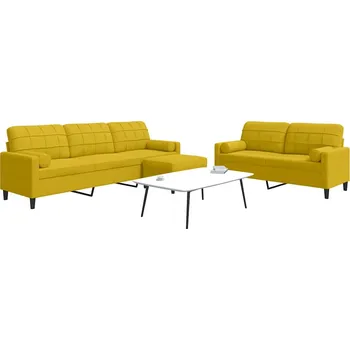 Pohovka 3dílná sedací souprava s poduškami a podhlavníky žlutá samet Žlutá3278507