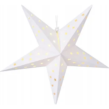 Vánoční dekorace Papírová LED hvězda bílá 60 cm na baterie s časovačem
