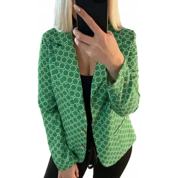 Dámské sako M899 ELEGANTNÍ SAKO S VZORY NA PODŠÍVCE, ZELENÉ, vel. 40