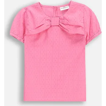 Dámská halenka Dívčí halenka růžová s mašlí, krátký rukáv, velikost 122 Coccodrillo WC5