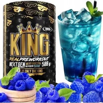 Anabolizér Real Pharm KING Pre-Workout 500g Předtréninkový stimulant AAKG Kofein Glycerol