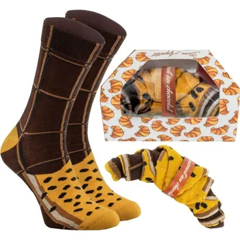 Pánské ponožky Rainbow Socks Ponožky Croissant Čokoládově hnědá velikost 47-50