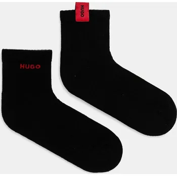 Pánské ponožky Bavlněné ponožky HUGO 2P SH WOVEN LABEL CC 2-pack 50531469 černá 99X, vel. 39-42