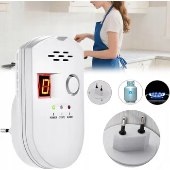 Bezpečnostní detektor Detektor úniku zemního plynu metanu a CO (oxidu uhelnatého), HLASITÝ ALARM 85 dB