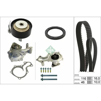 Vodní pumpa motoru Sada rozvodů - řemen s kladkami a vodní pumpa INA 530 0958 30