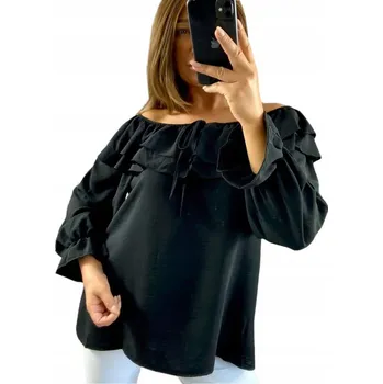 Dámská halenka B1080 HALENKA SE ŠPANĚLSKÝM RUKÁVEM A ZAVAZOVACÍM VÝSTŘIHEM ČERNÁ vel. 46 (3XL)