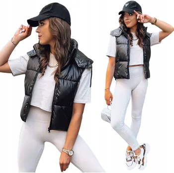 Dámská vesta PIKOVANÁ DÁMSKÁ VESTA S KAPUCÍ vel L