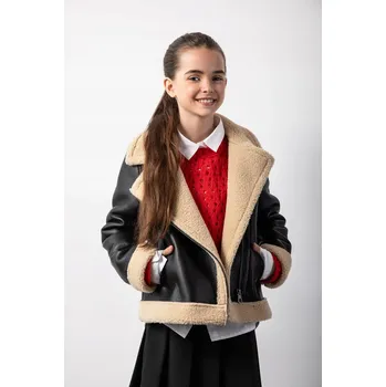 Dívčí oblečení Dívčí přechodová bunda černá podzimní Kožíšek velikost 140 Coccodrillo ZC5